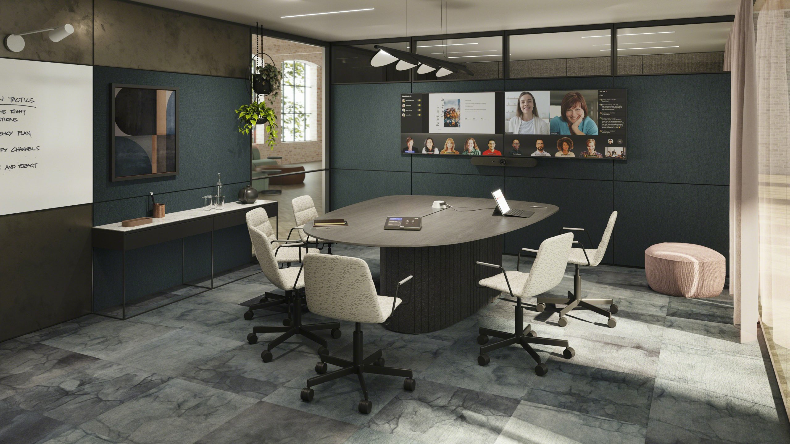 Steelcase Ocular collaboration table for financial consultation spaces