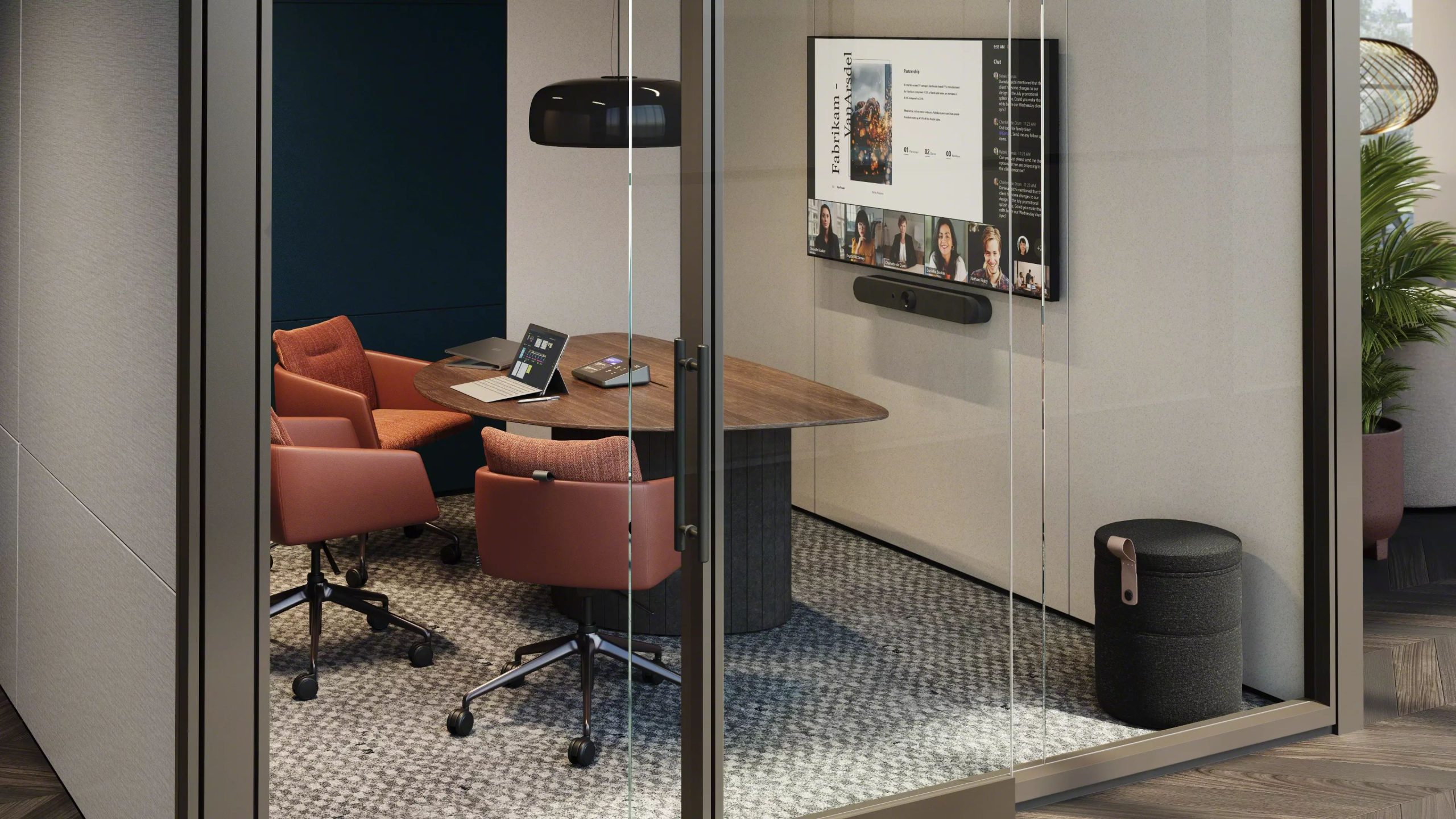 Steelcase Ocular collaboration table for financial consultation spaces