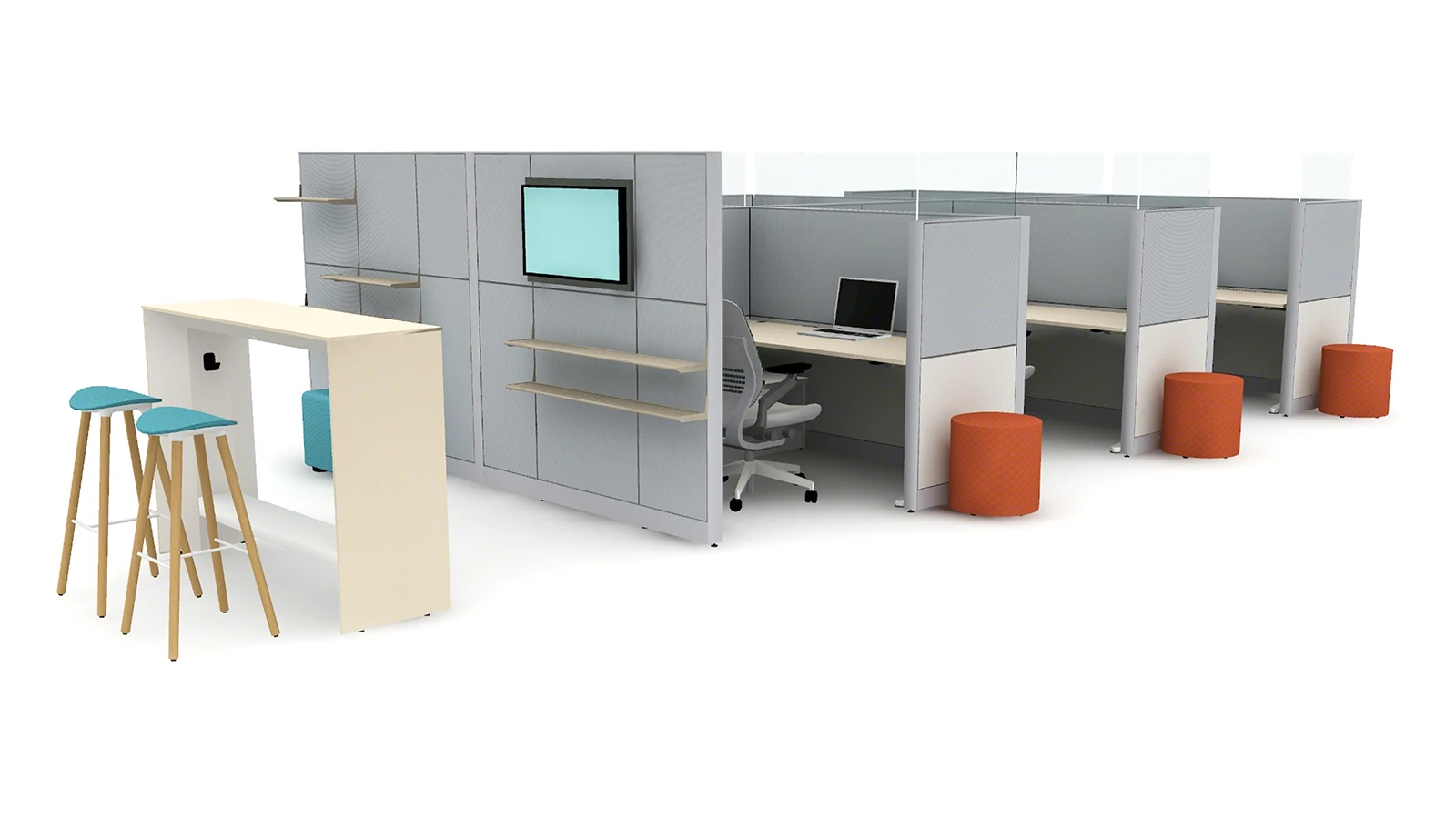 Steelcase Answer panel system creating structured bank workstations