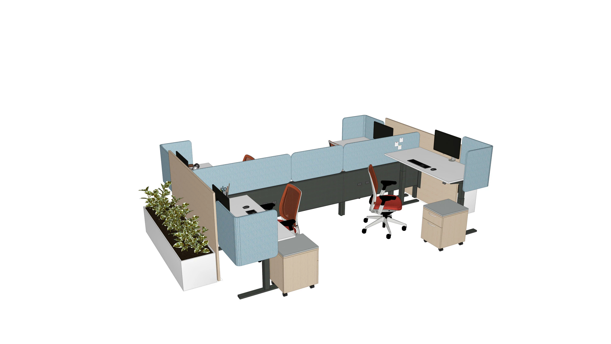 Steelcase Answer panel system creating structured bank workstations