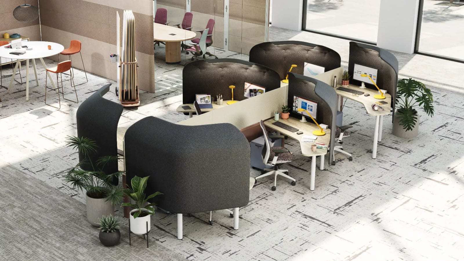 Steelcase Flex personal spaces for focused work in banking offices