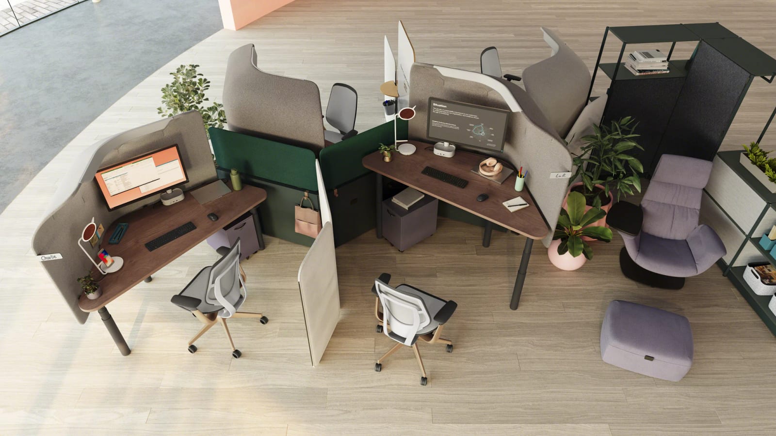 Steelcase Flex personal spaces for focused work in banking offices