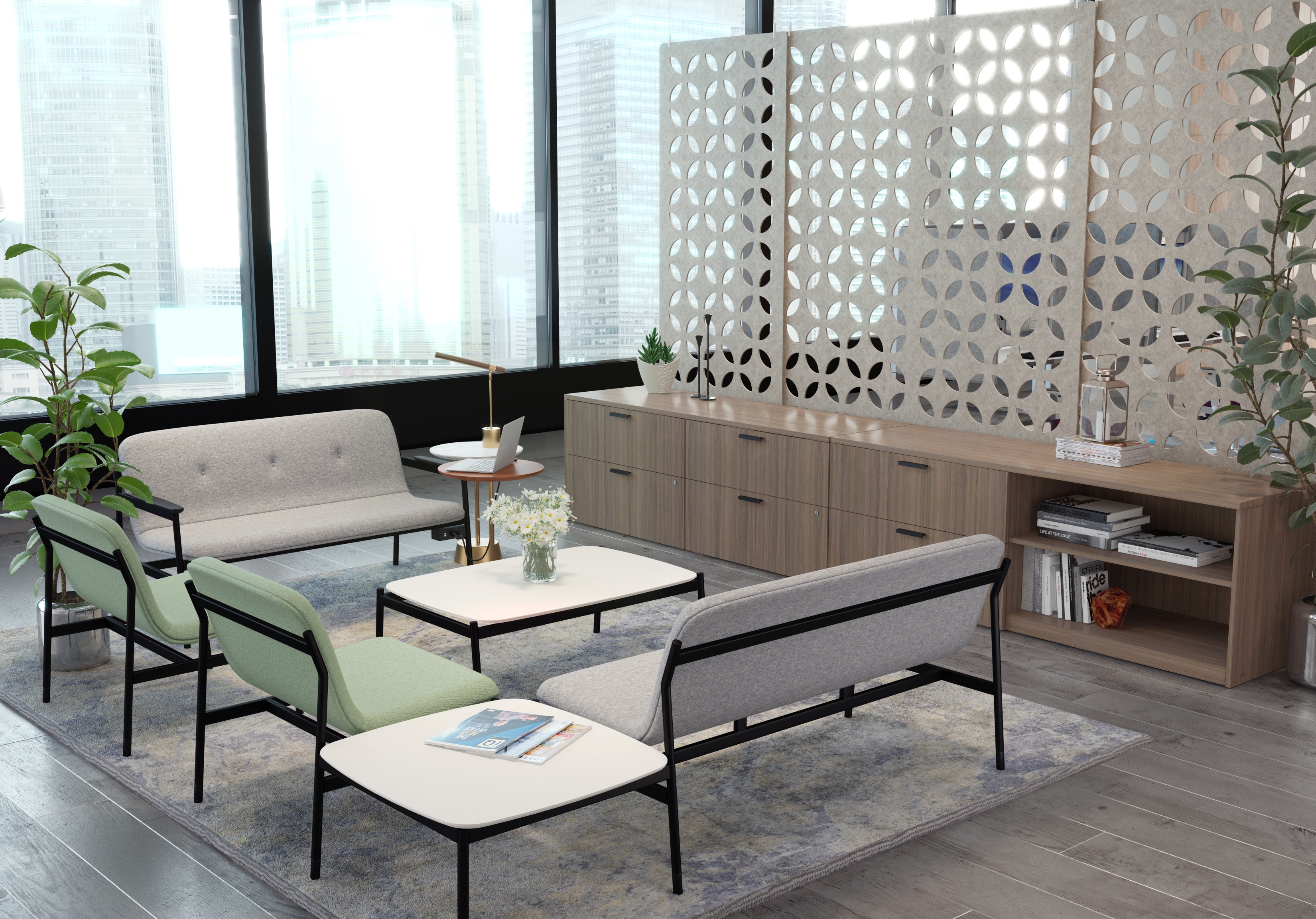 3F acoustic hanging panels improving sound control in bank branches