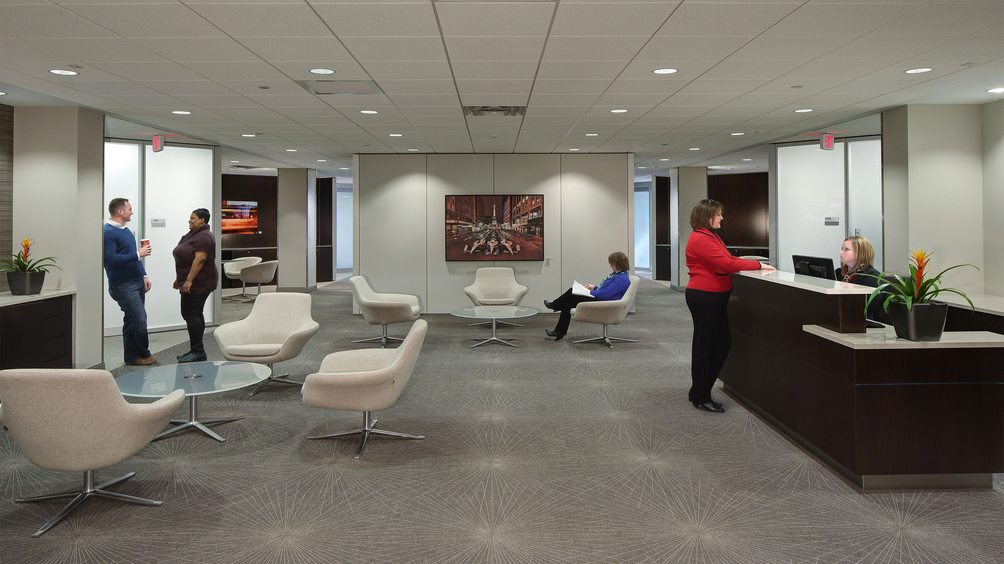 Bob lounge chair in a sophisticated law firm reception area