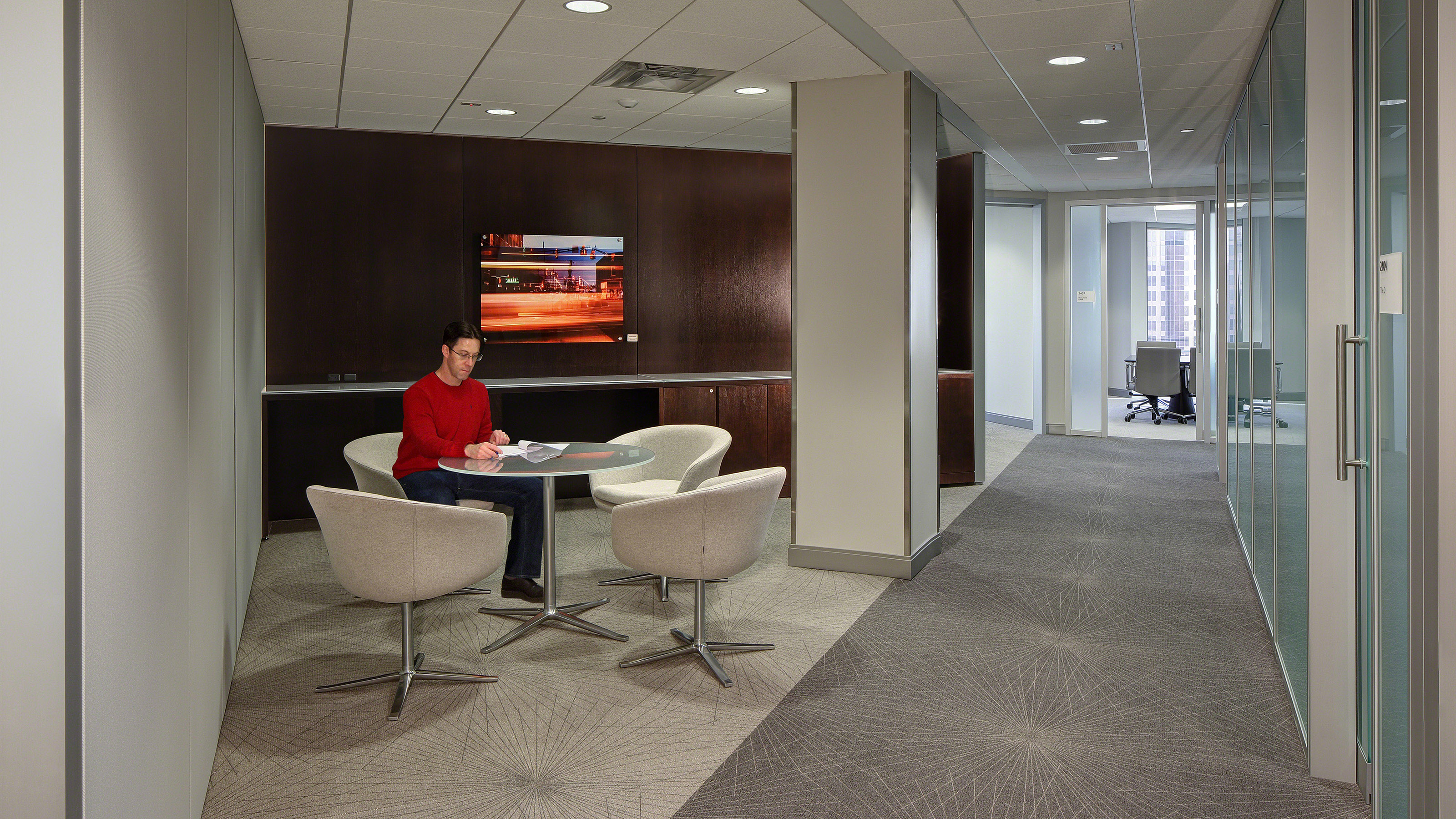 Bob lounge chair in a sophisticated law firm reception area