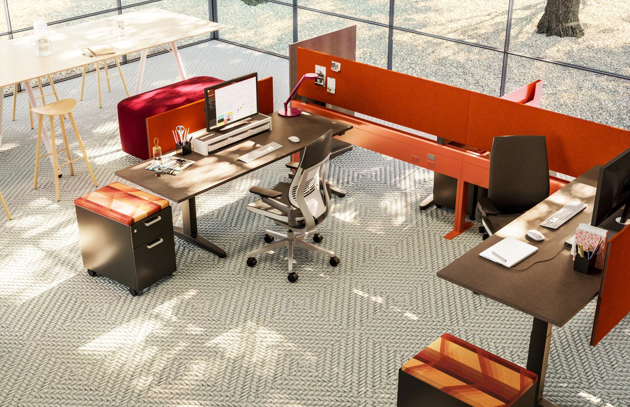 Steelcase Ology height-adjustable desk in a modern law office workstation