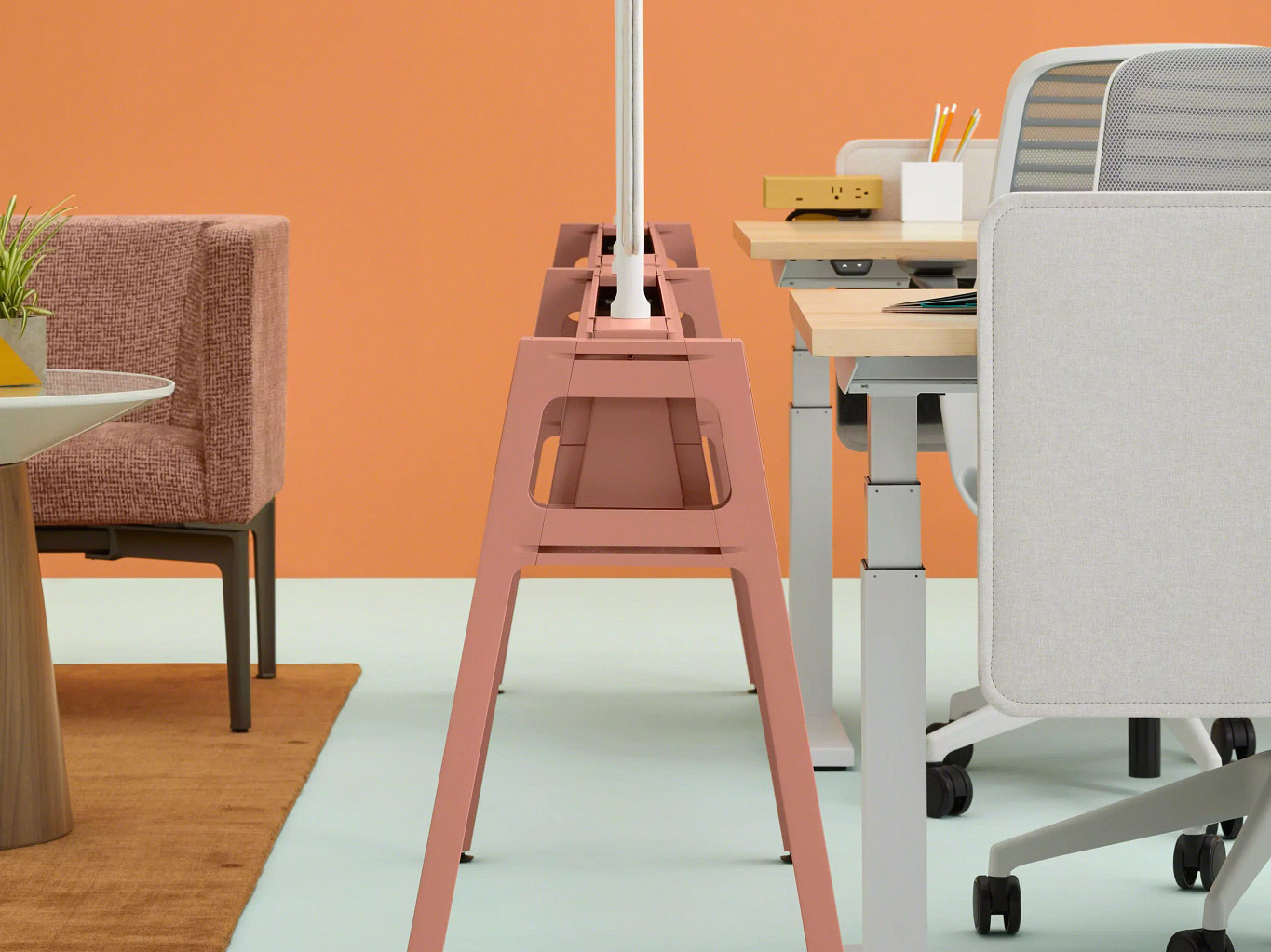 Bivi Collection collaborative workstation system for modern workplace environments