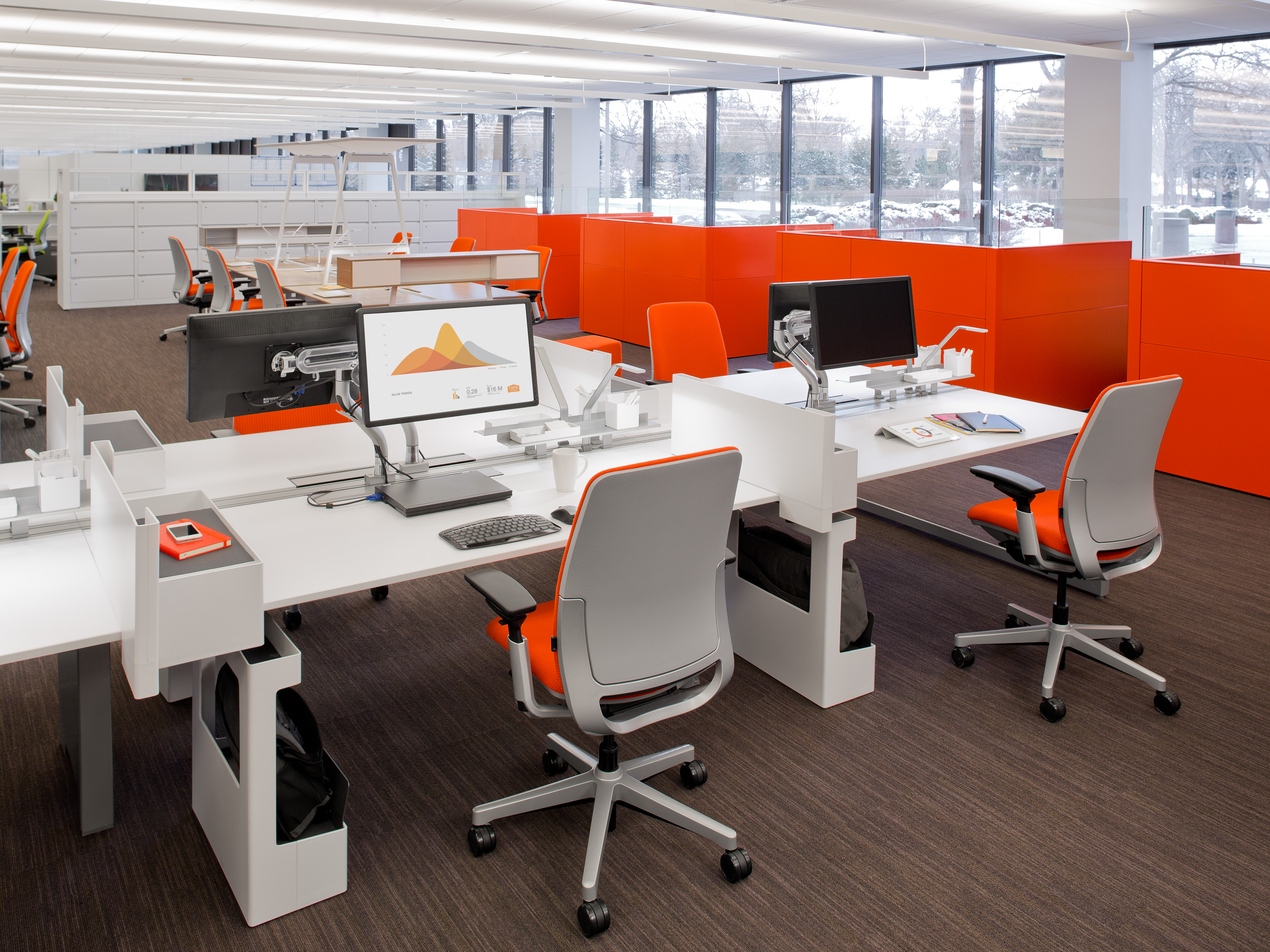FrameOne benching workstation system for open office environments