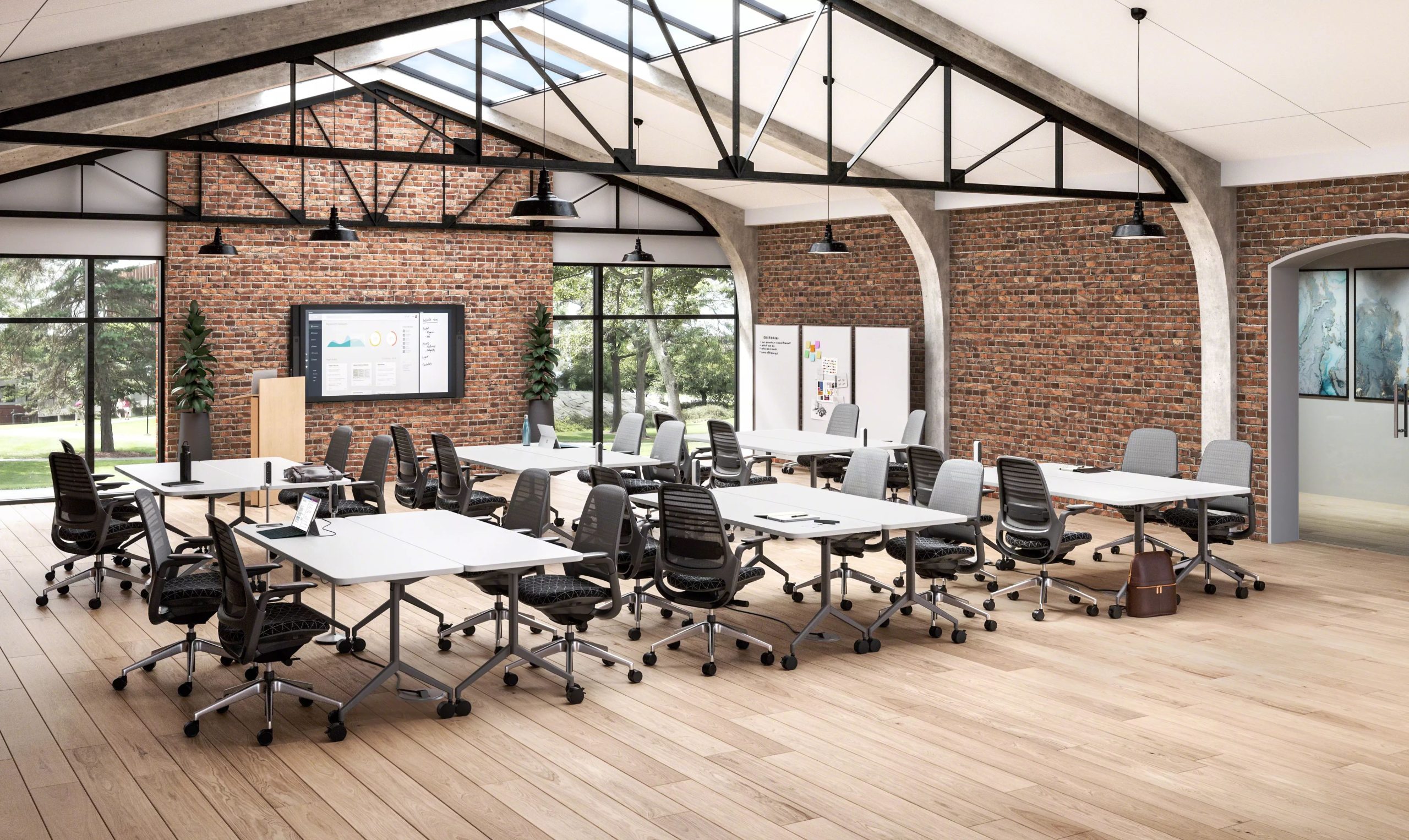 FrameOne benching workstation system for open office environments