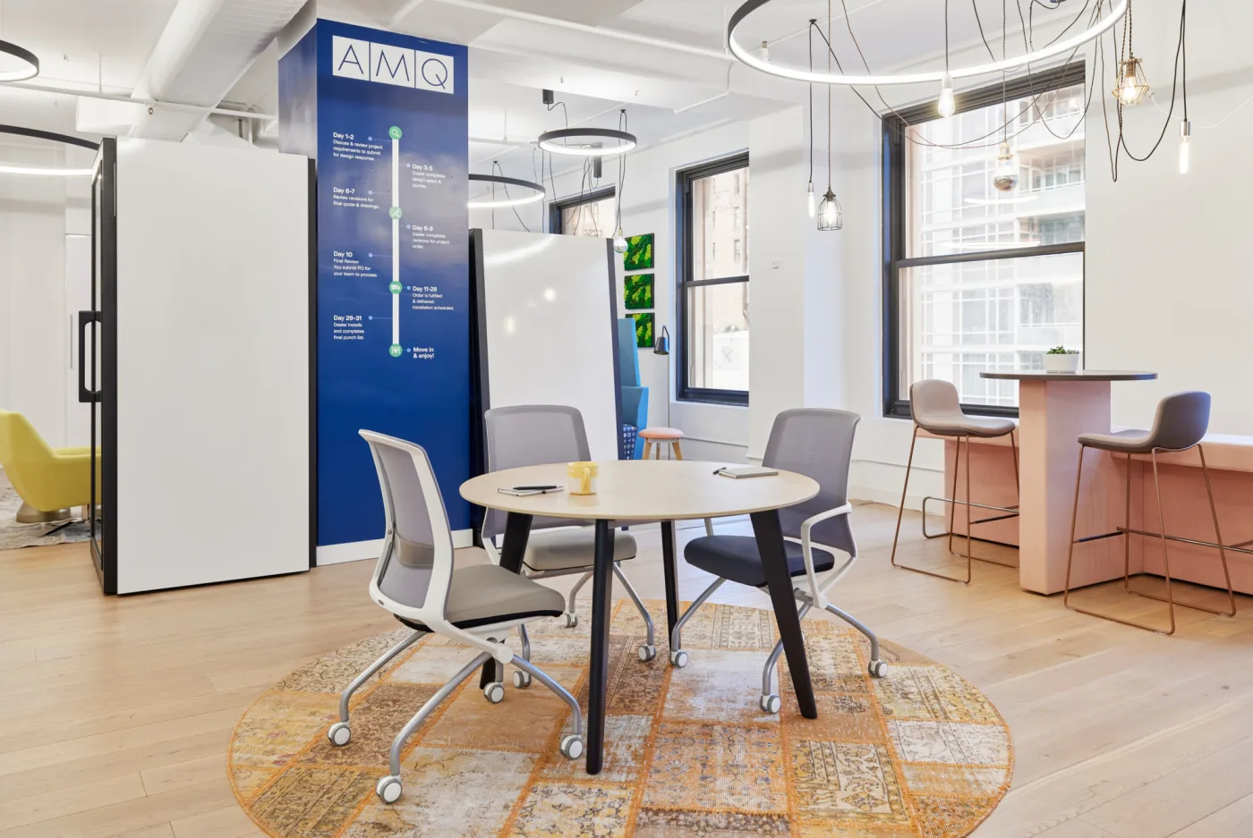 Tizu lounge chair in a modern office breakout or collaboration space