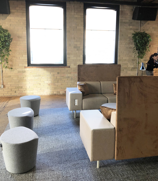 Exchange Collection modular seating in an open office lounge area