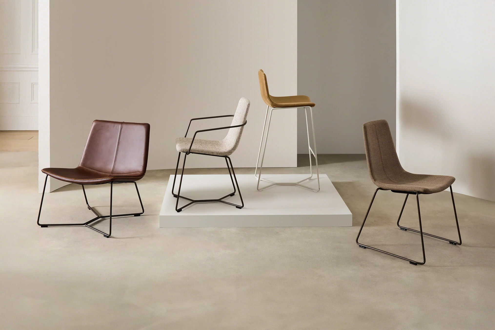 West Elm Work Slope Collection lounge seating in a contemporary workspace