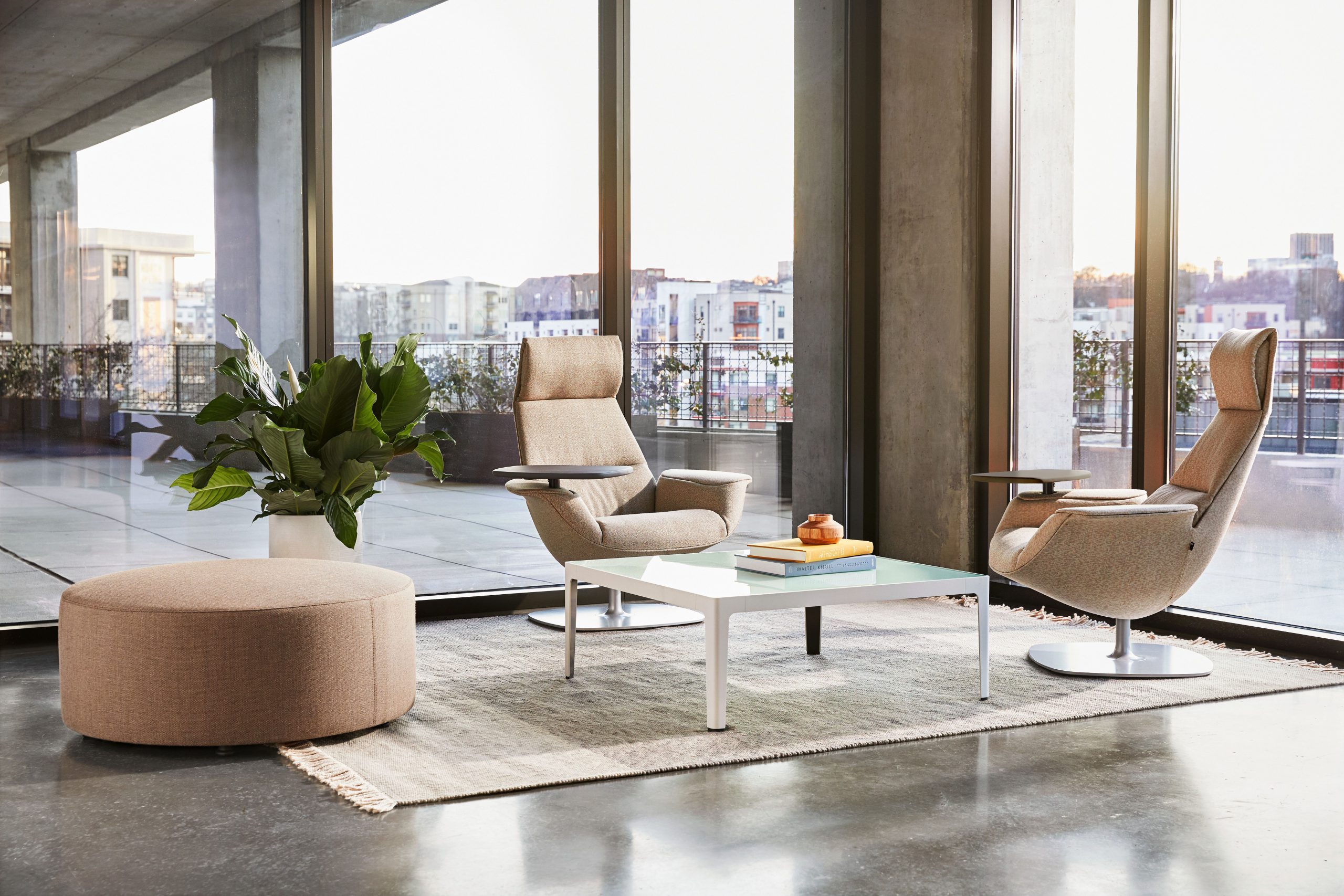 Massaud lounge seating by Steelcase in a sophisticated office lounge