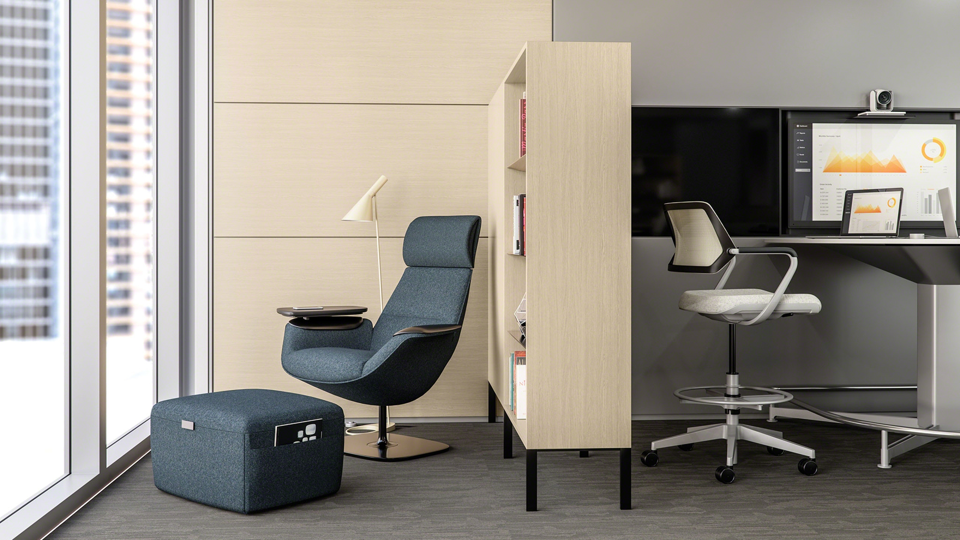 Massaud lounge seating by Steelcase in a sophisticated office lounge