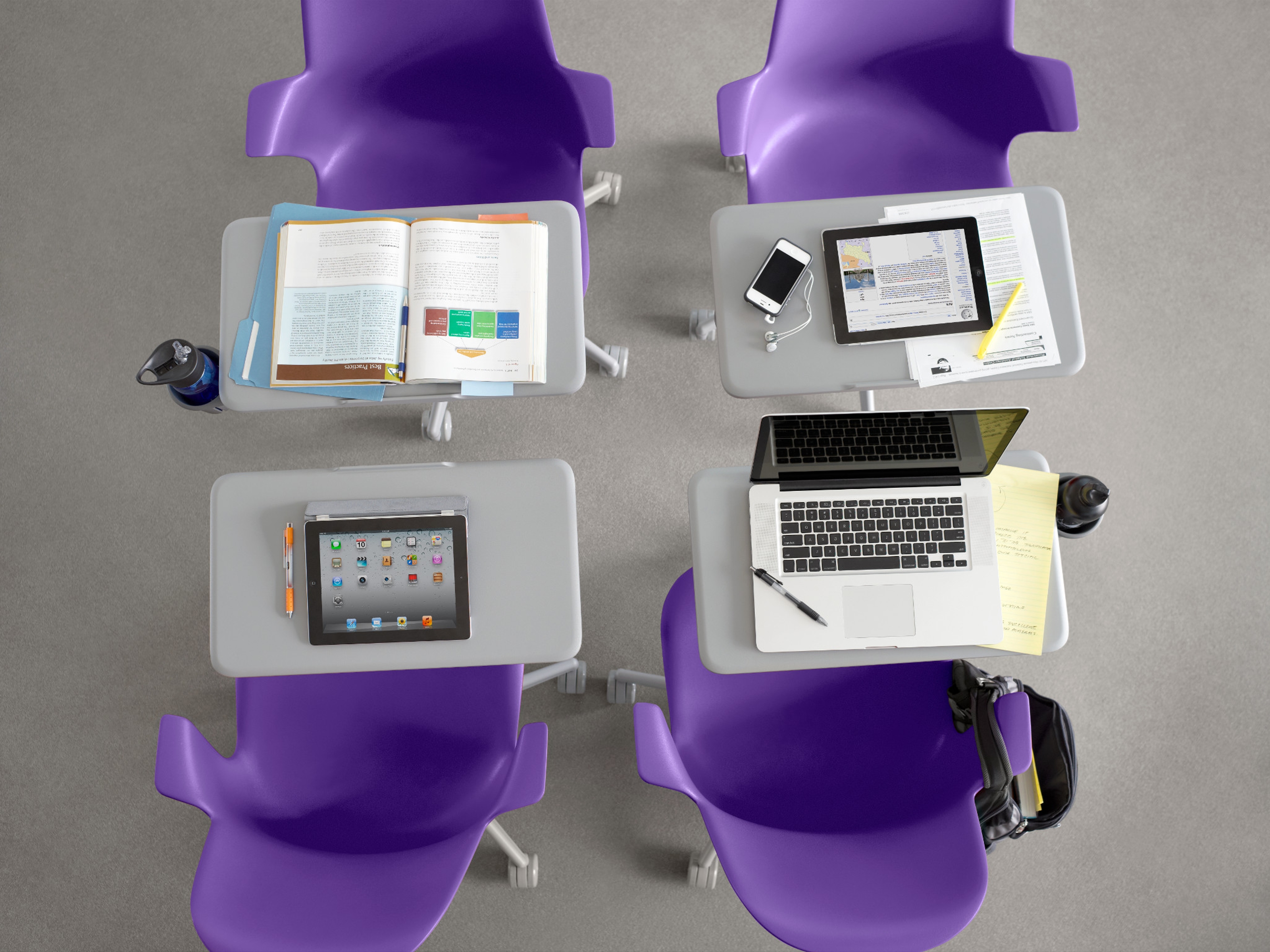 Steelcase Node mobile classroom chair with integrated worksurface