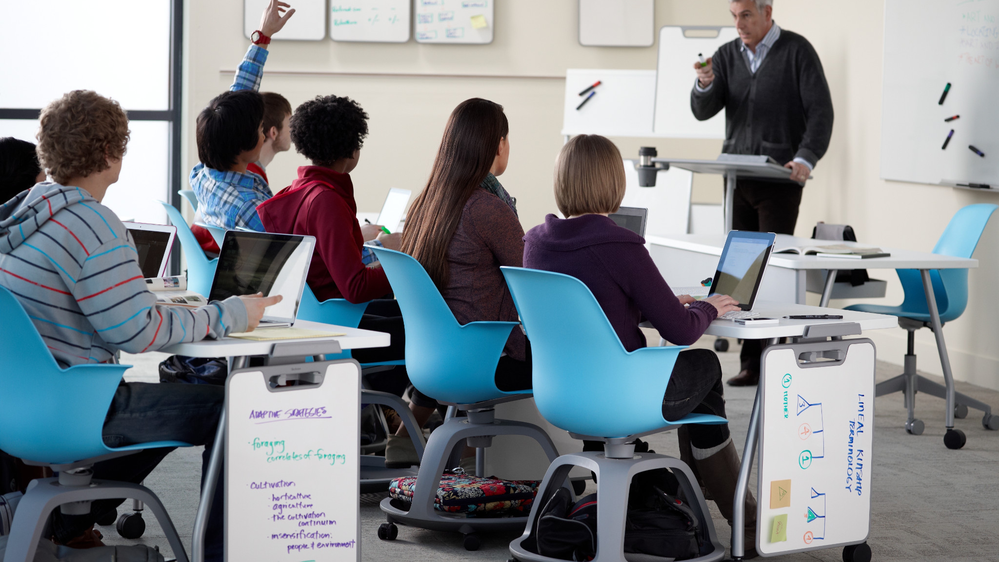 Steelcase Node mobile classroom chair with integrated worksurface