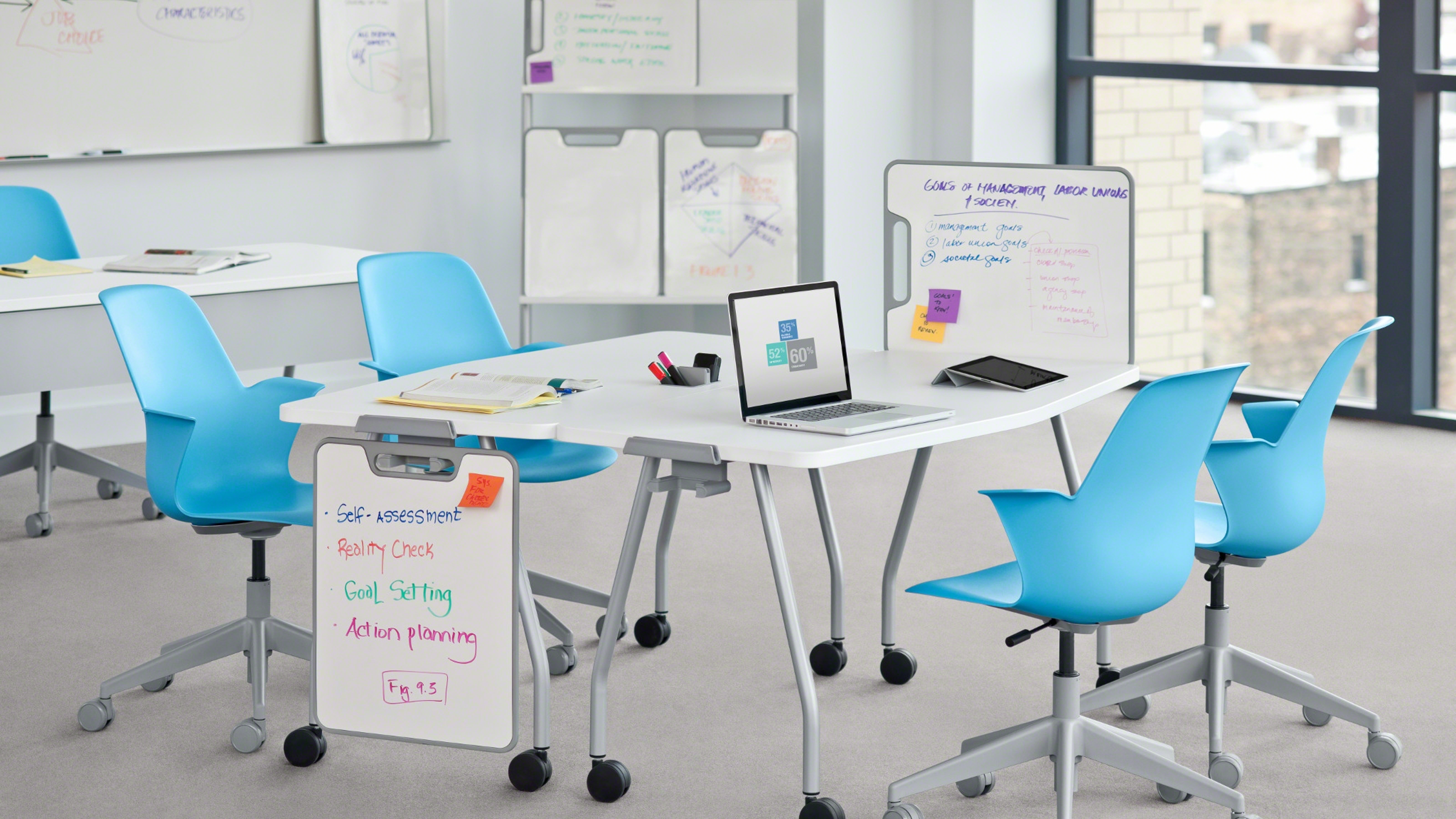 Steelcase Node mobile classroom chair with integrated worksurface