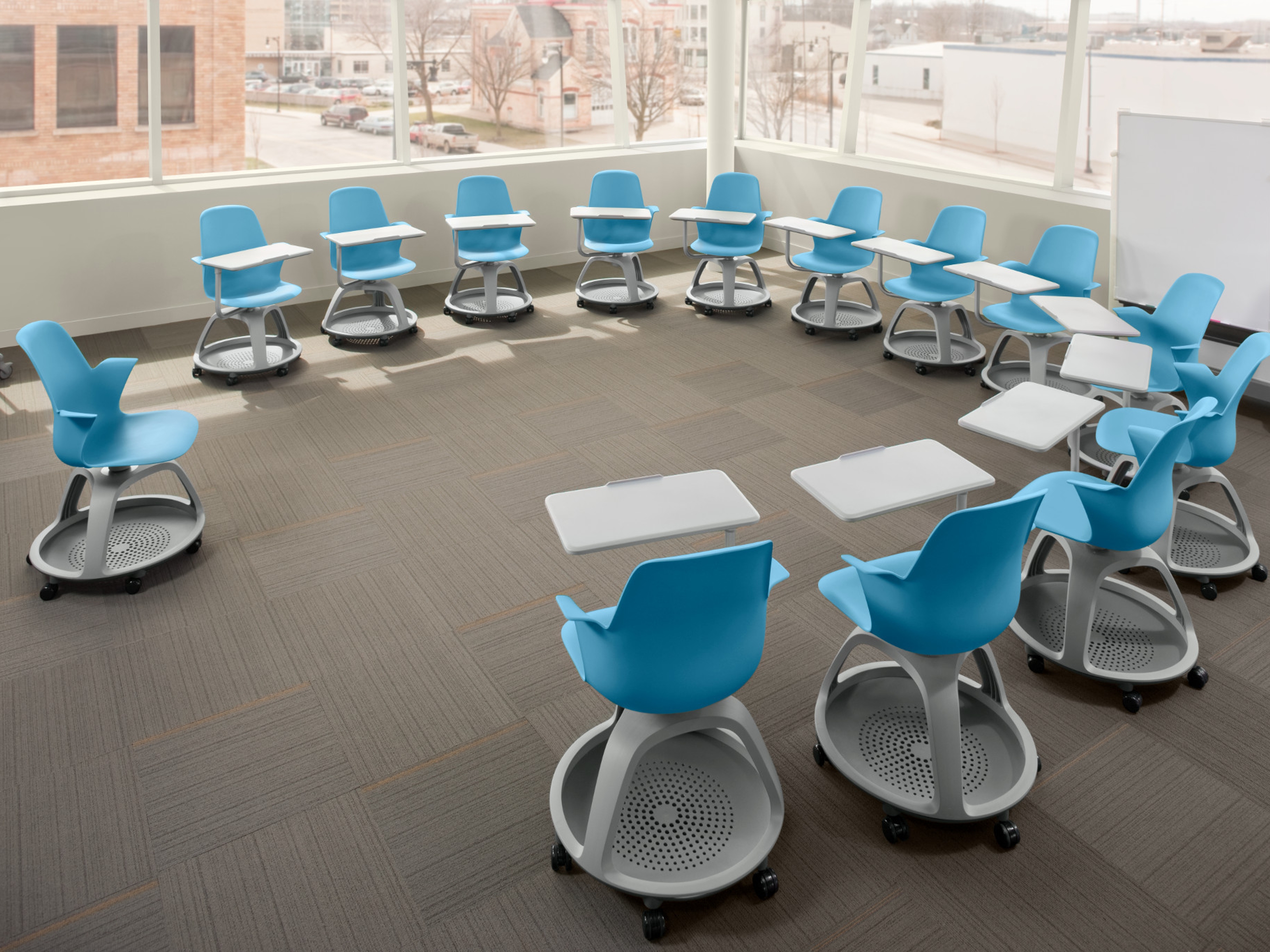 Steelcase Node mobile classroom chair with integrated worksurface