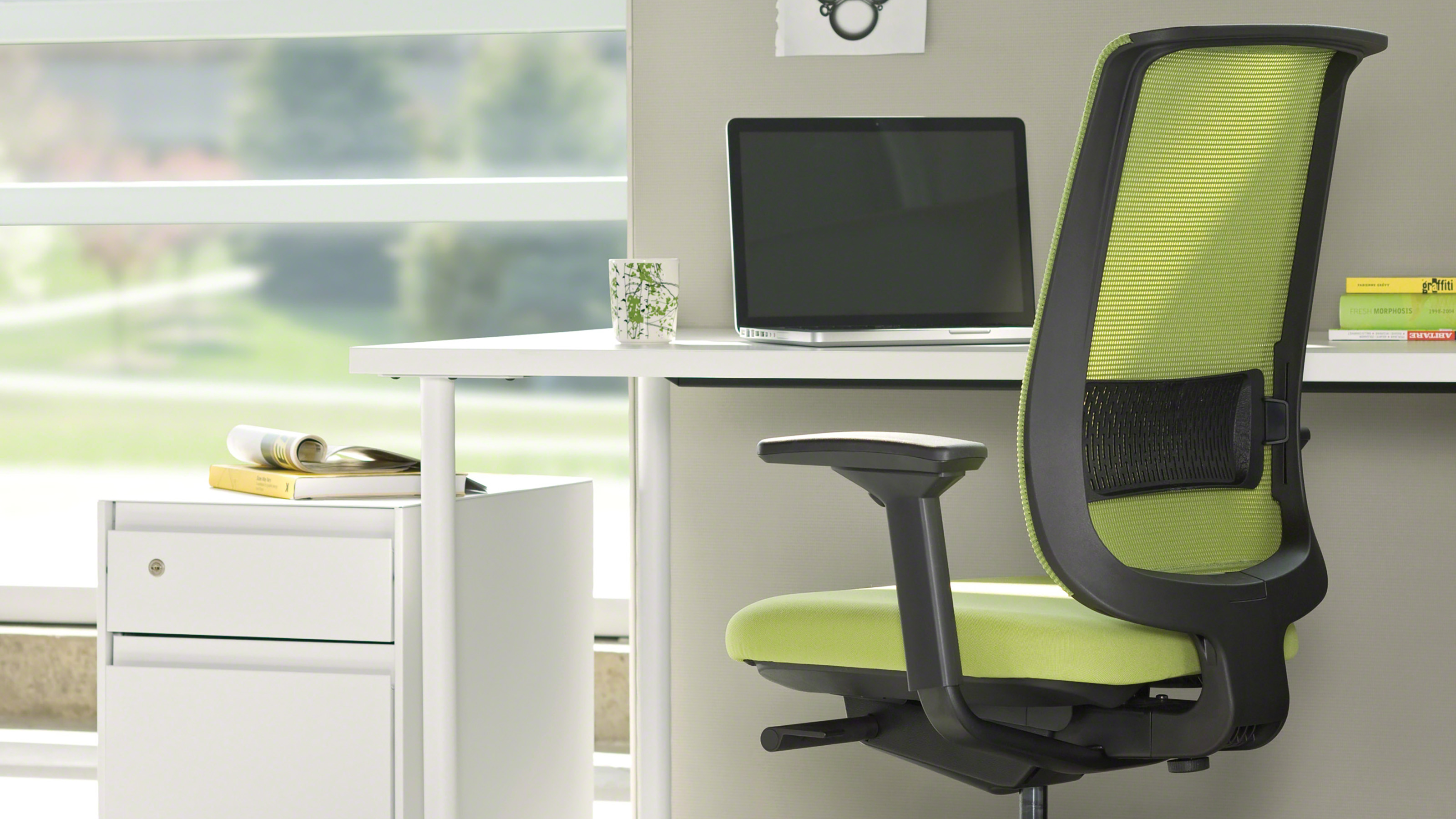 Steelcase Reply ergonomic office chair at a minimalist workstation