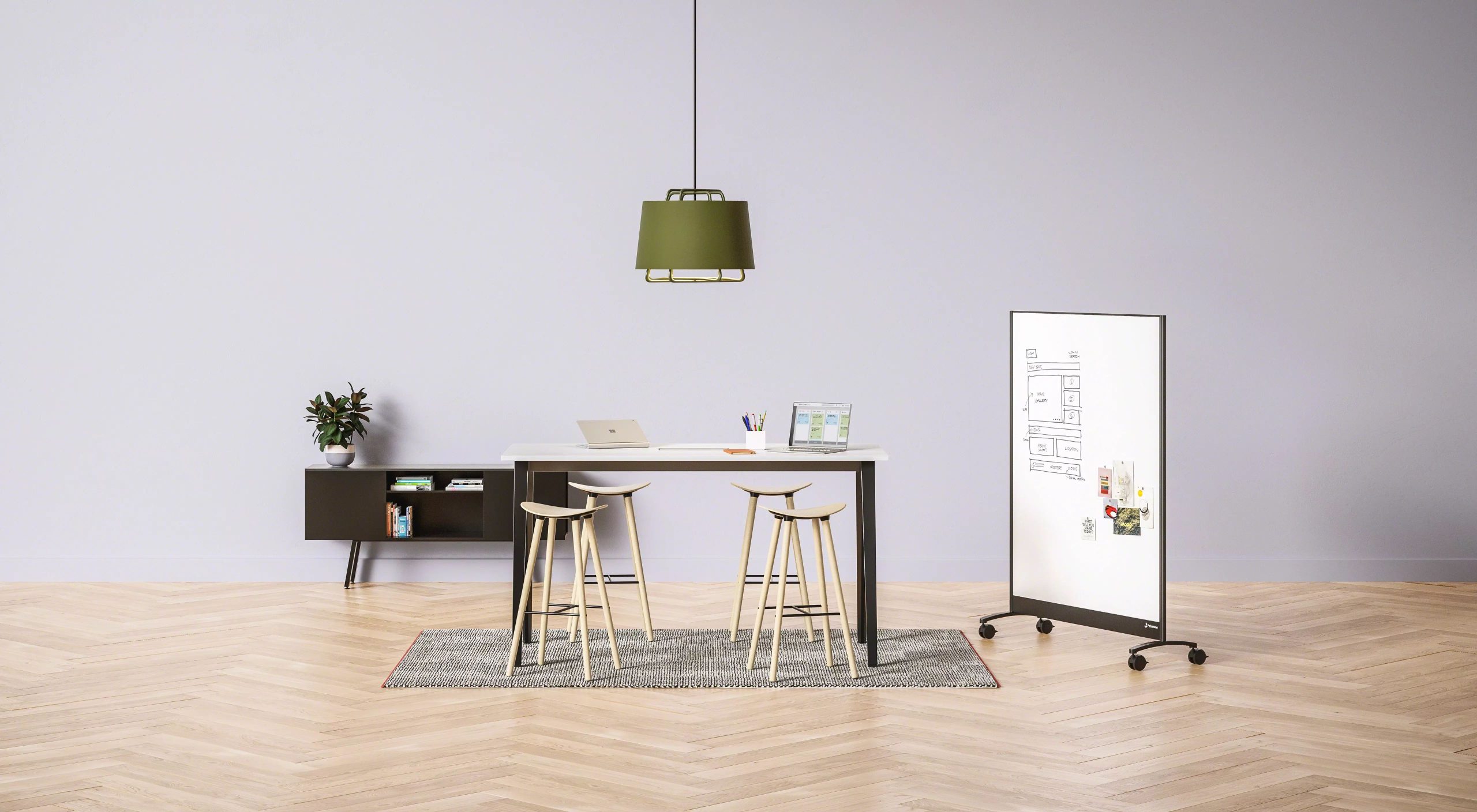 FrameOne benching workstation system for open office environments