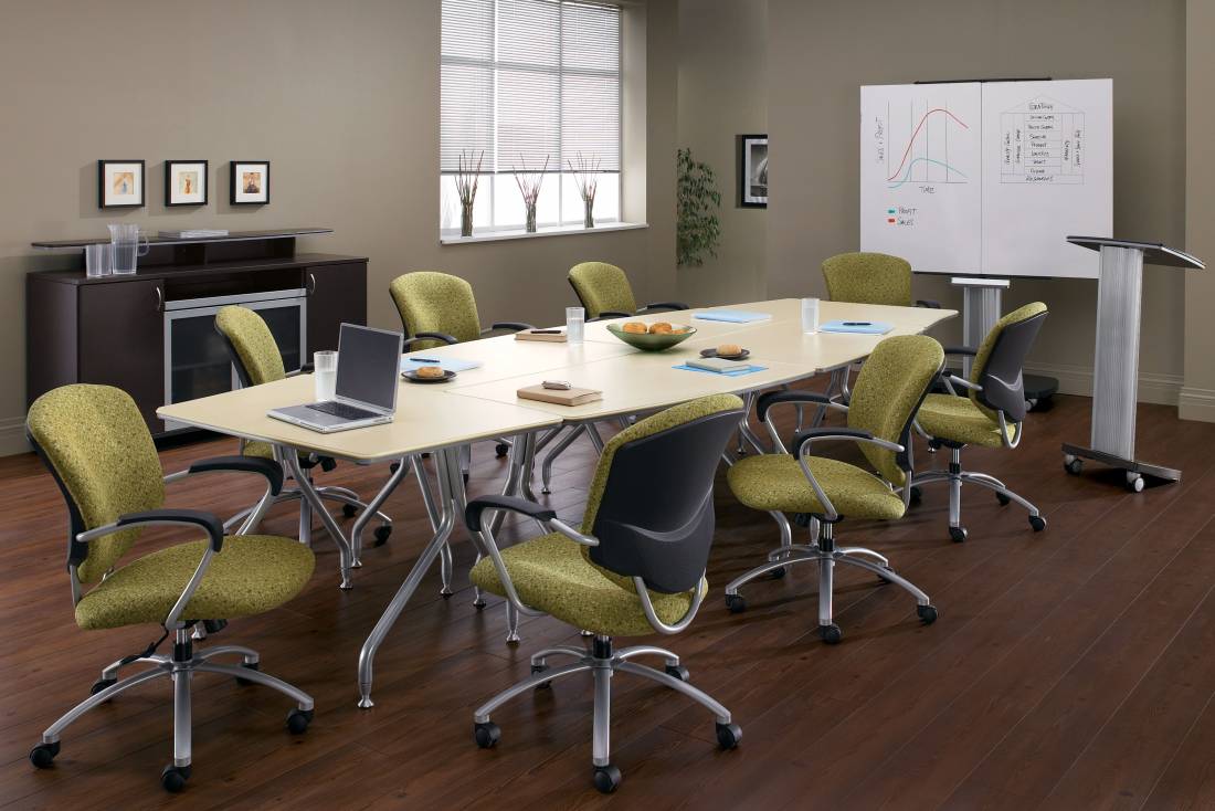 Bungee modular workplace tables for collaborative office environments