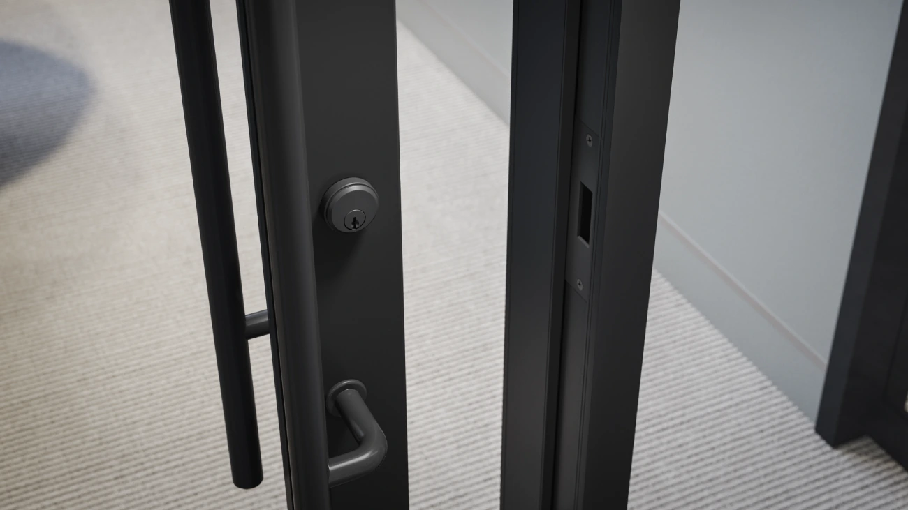 Sliding glass door office partition system for flexible workspace privacy