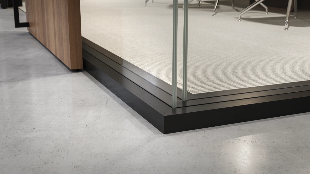 Sliding glass door office partition system for flexible workspace privacy