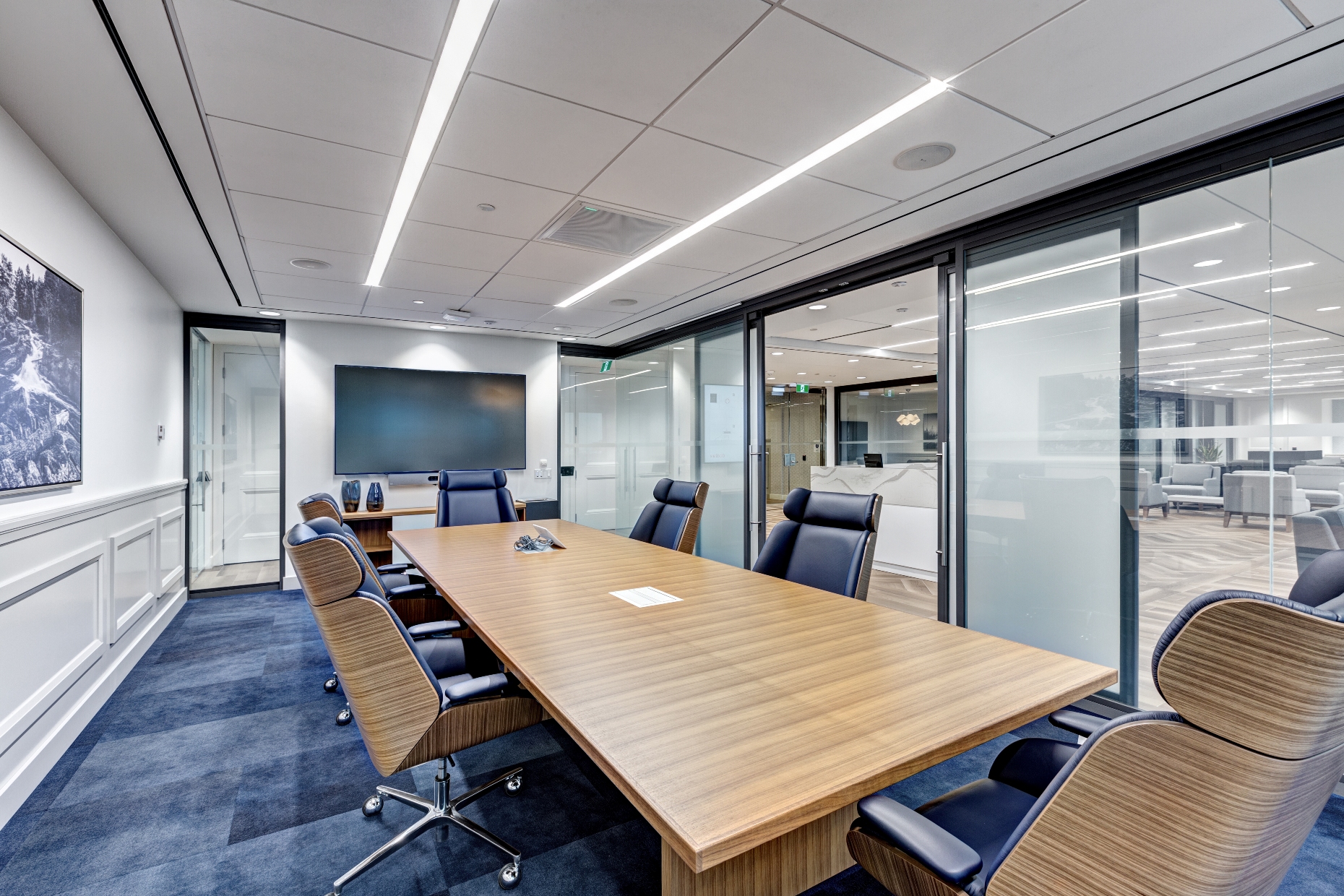 Sliding glass door office partition system for flexible workspace privacy