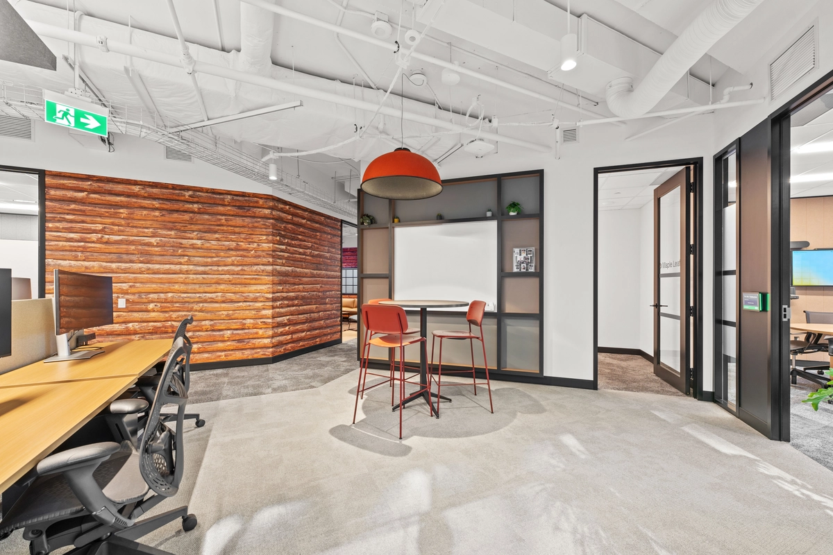 Swing door glass office partitions for private meeting rooms