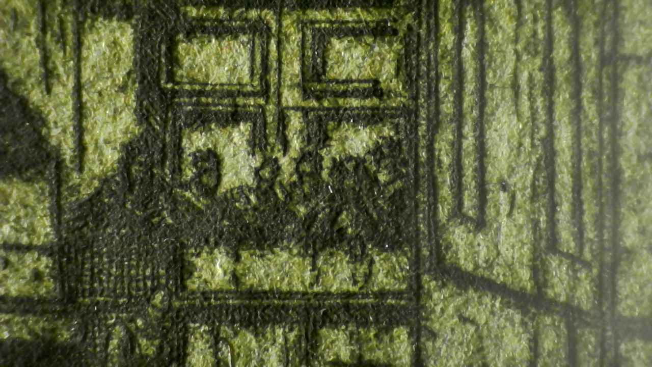 Architectural field in etching — stable linear structure