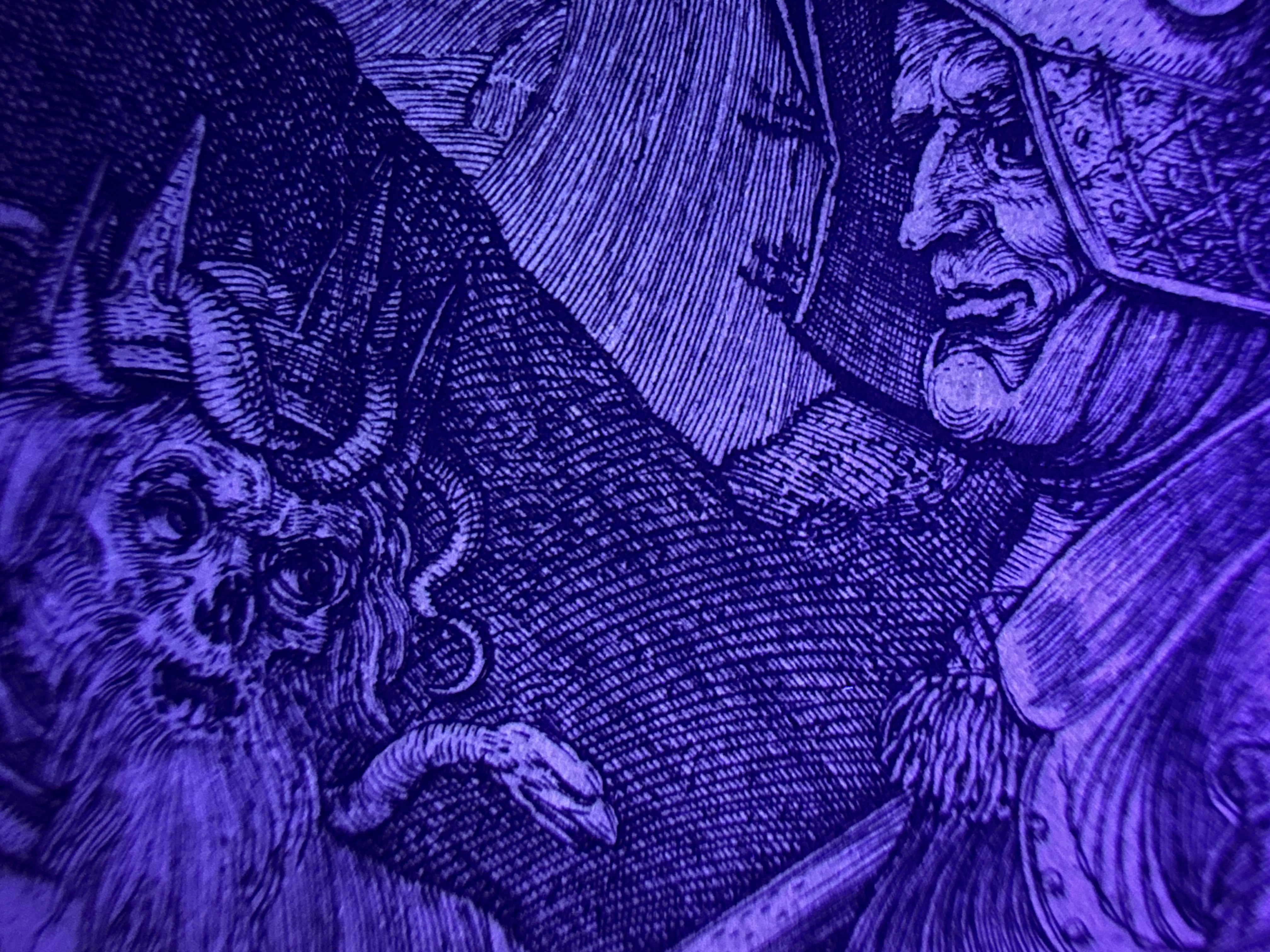 Paper under UV illumination (365 nm)