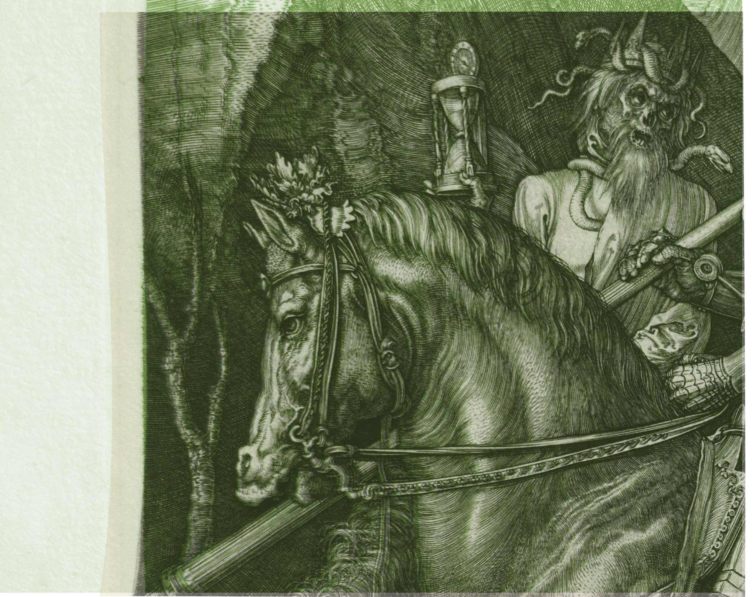 Overlay C — Localized Morphological Overlay (Horse Head and Death Figure)