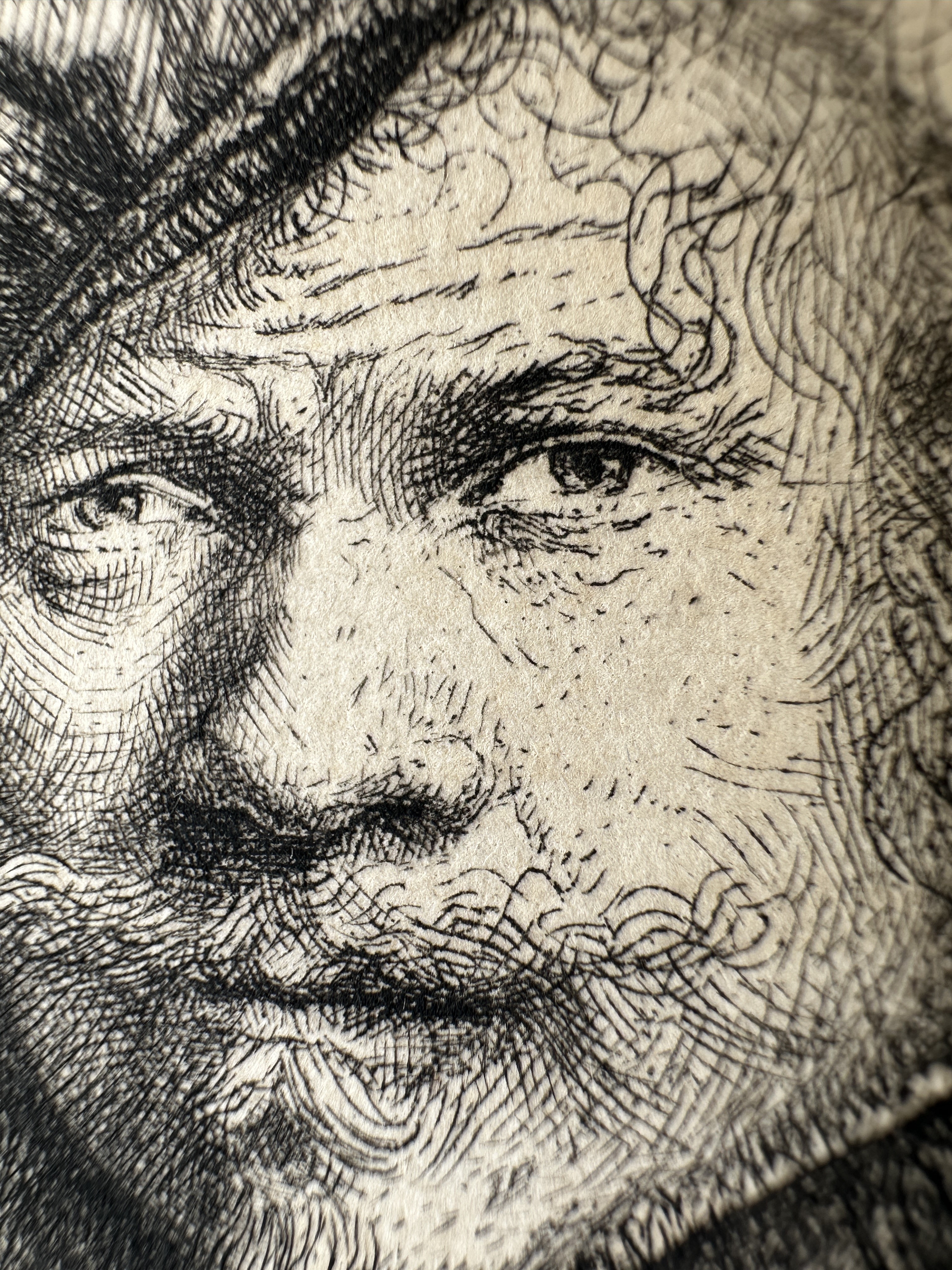 Close-up detail from Rembrandt etching