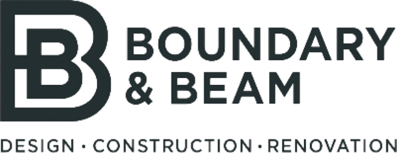 Logo with stylized 'B' and 'Boundary & Beam' text, with tagline 'Design · Construction · Renovation'.