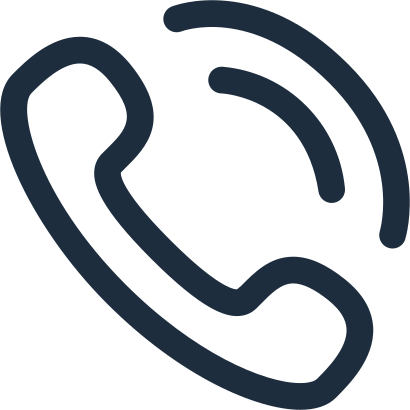 Icon of a telephone handset with two curved lines indicating sound or call activity.