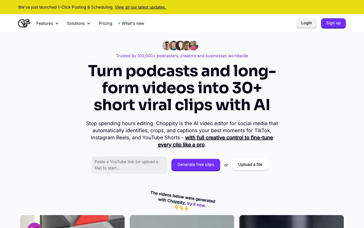 Choppity homepage screenshot