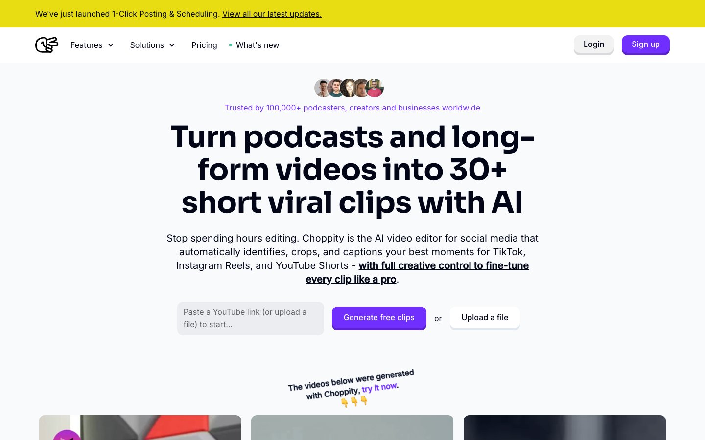 Choppity homepage screenshot