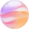 Abstract spherical shape with smooth, flowing ribbons in pastel shades of pink, purple, and orange.