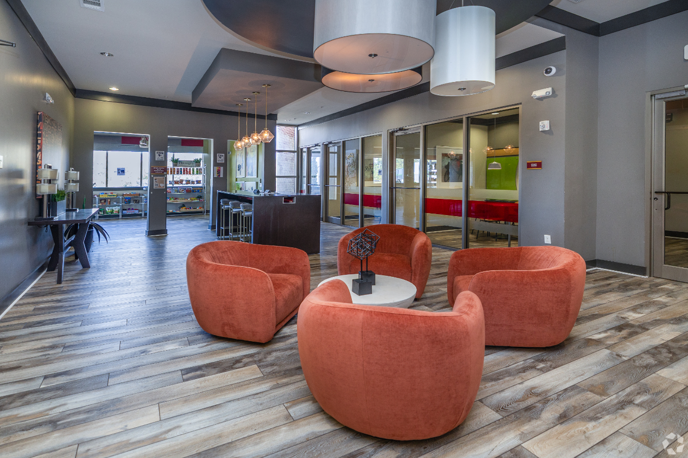 lounge area with chairs and tables