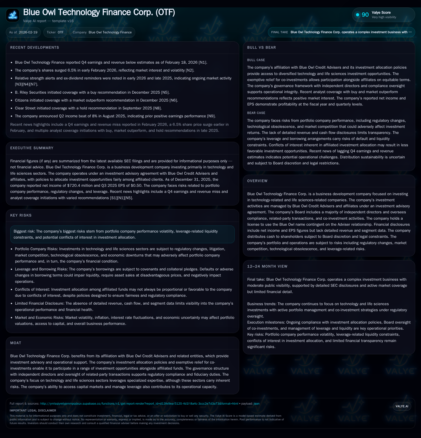 Blue Owl Technology Finance Faces Leverage and Liquidity Constraints with Mixed Cash Flow Signals