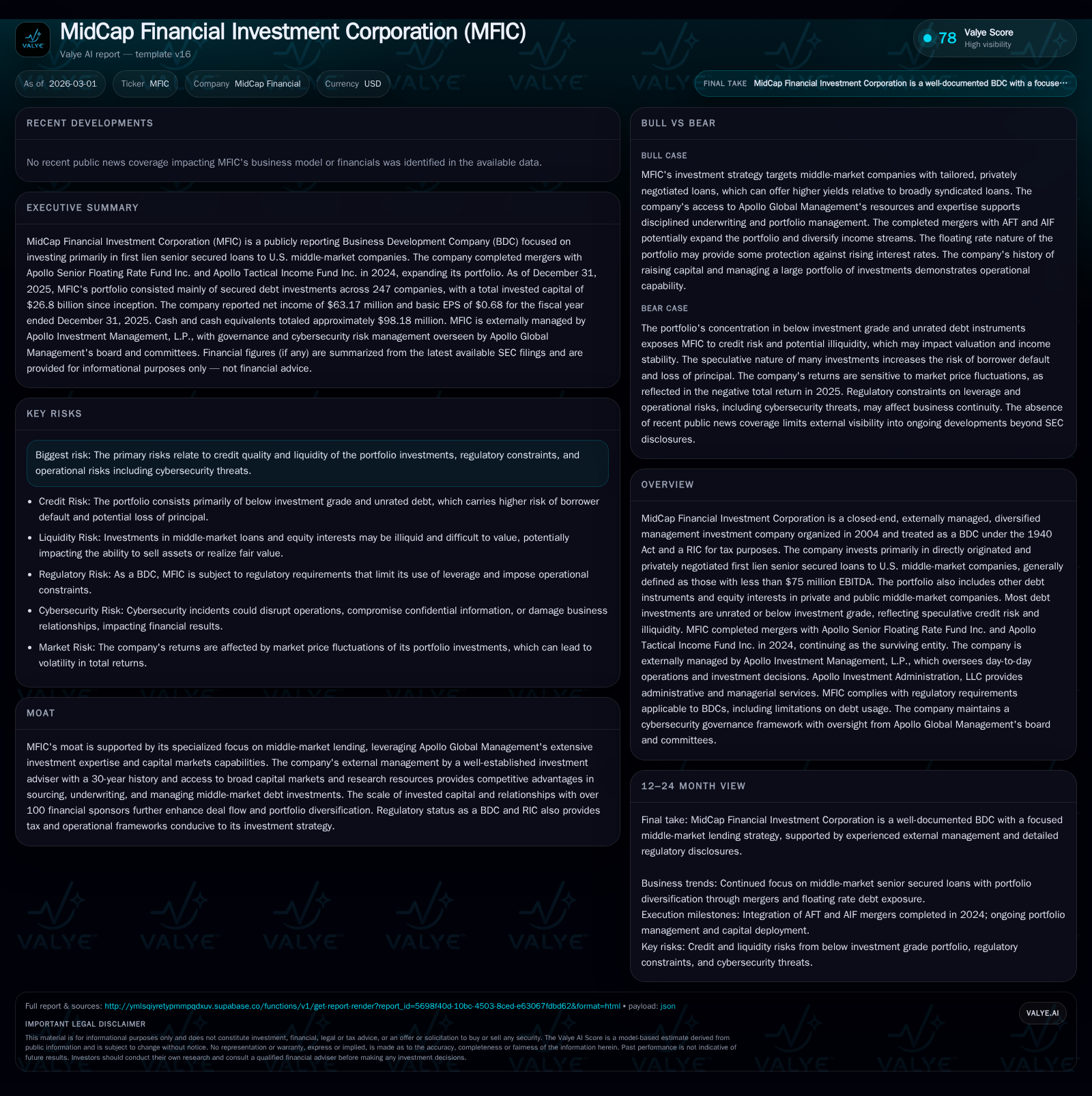 MidCap Financial Investment Corp's Post-Merger Portfolio and Yield Dynamics