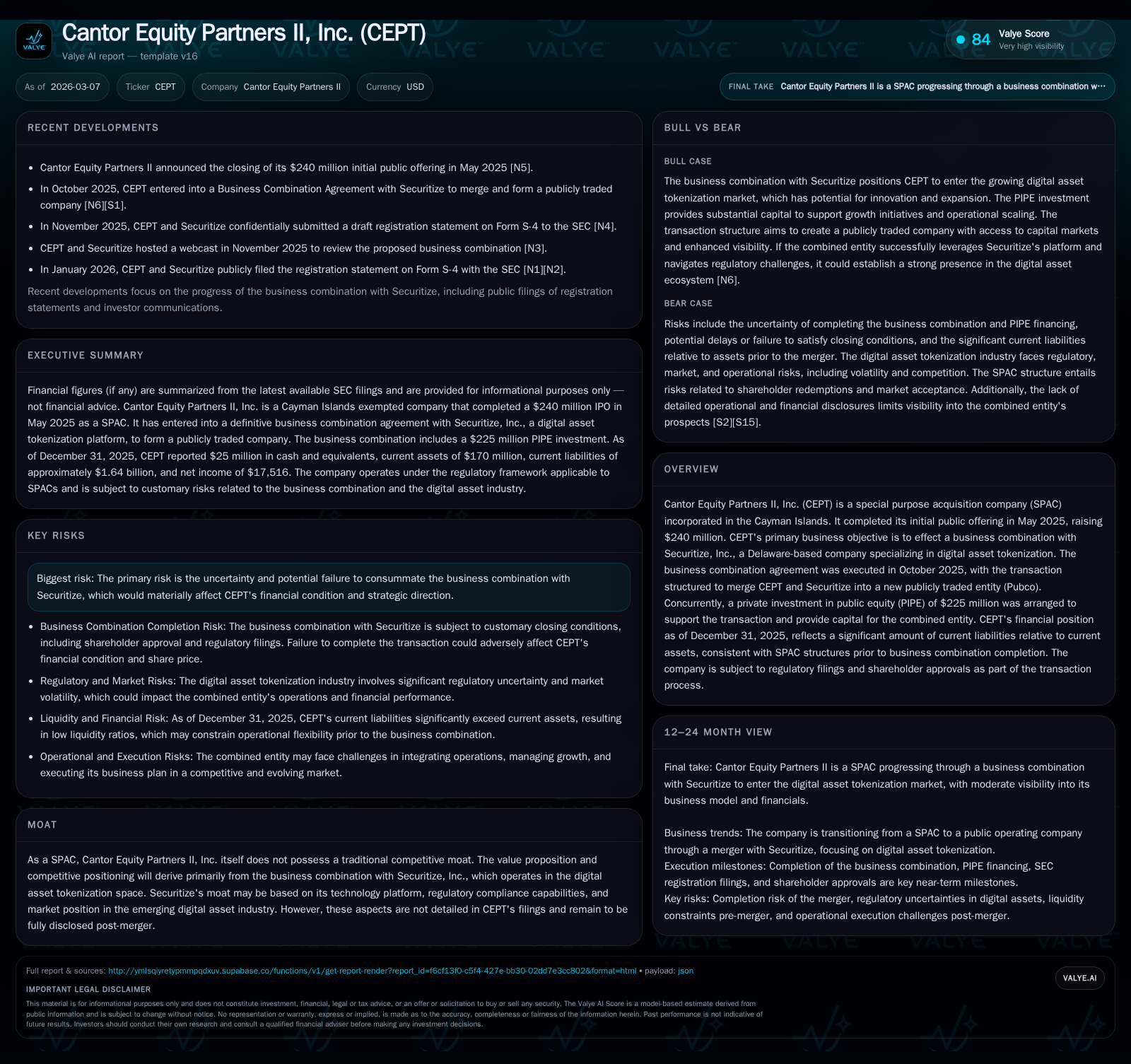 Cantor Equity Partners II's $465M Securitize Deal Tests SPAC Execution and Digital Asset Entry