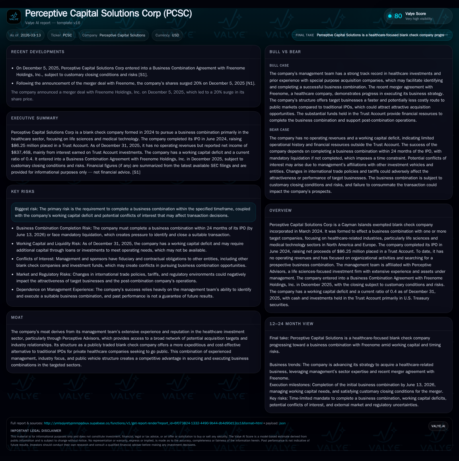 Perceptive Capital Solutions' Transition Hinges on Freenome Deal and Trust Account Utilization