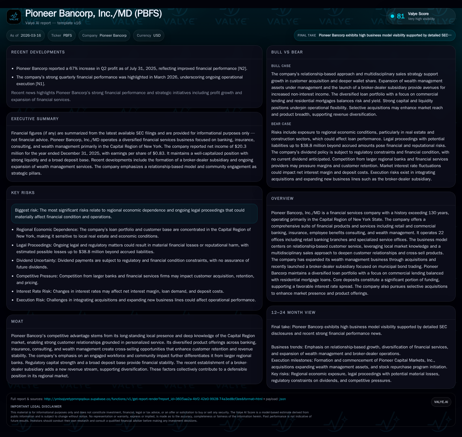 Pioneer Bancorp, Inc./MD Capitalizes on Local Market Strength and Diversified Services Amid Legal Headwinds