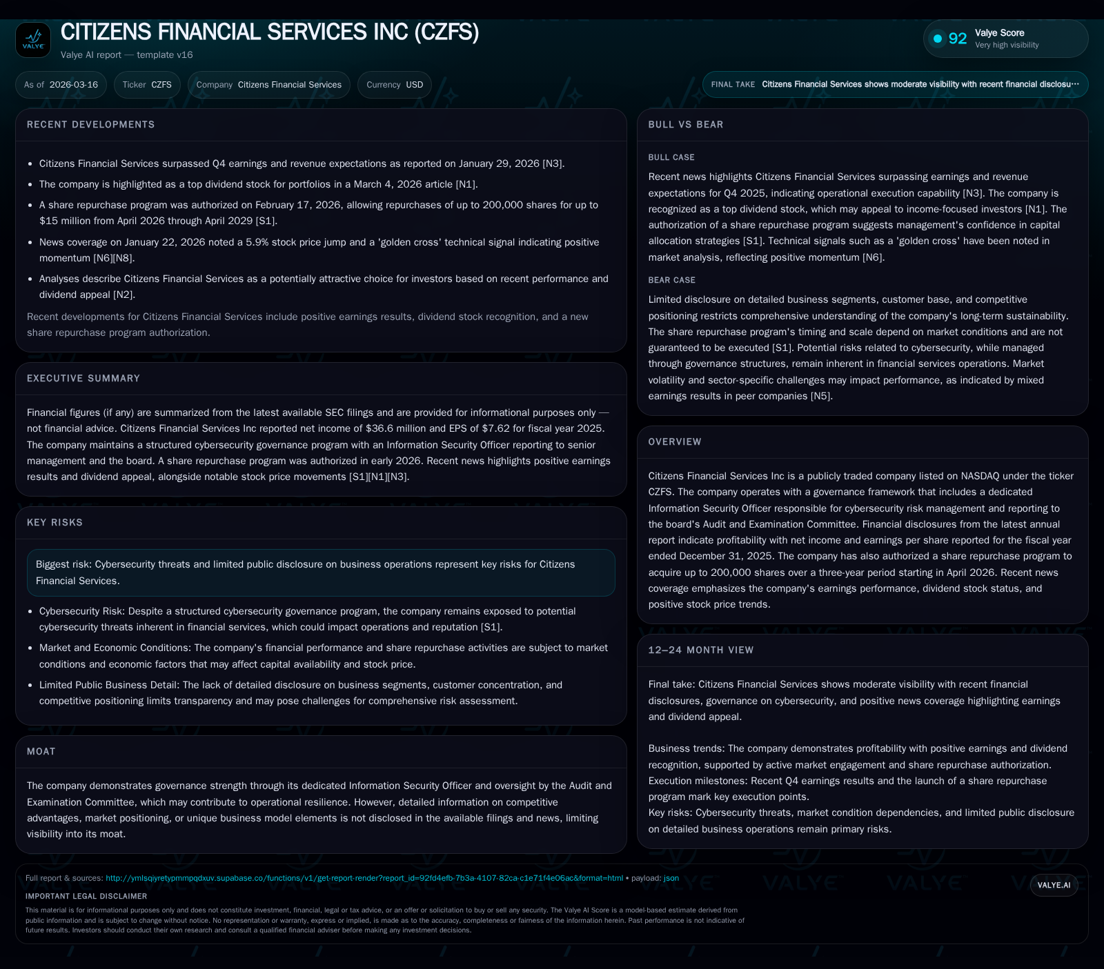Citizens Financial Services: Decoding Growth Momentum, Dividend Strength, and Balance Sheet Resilience