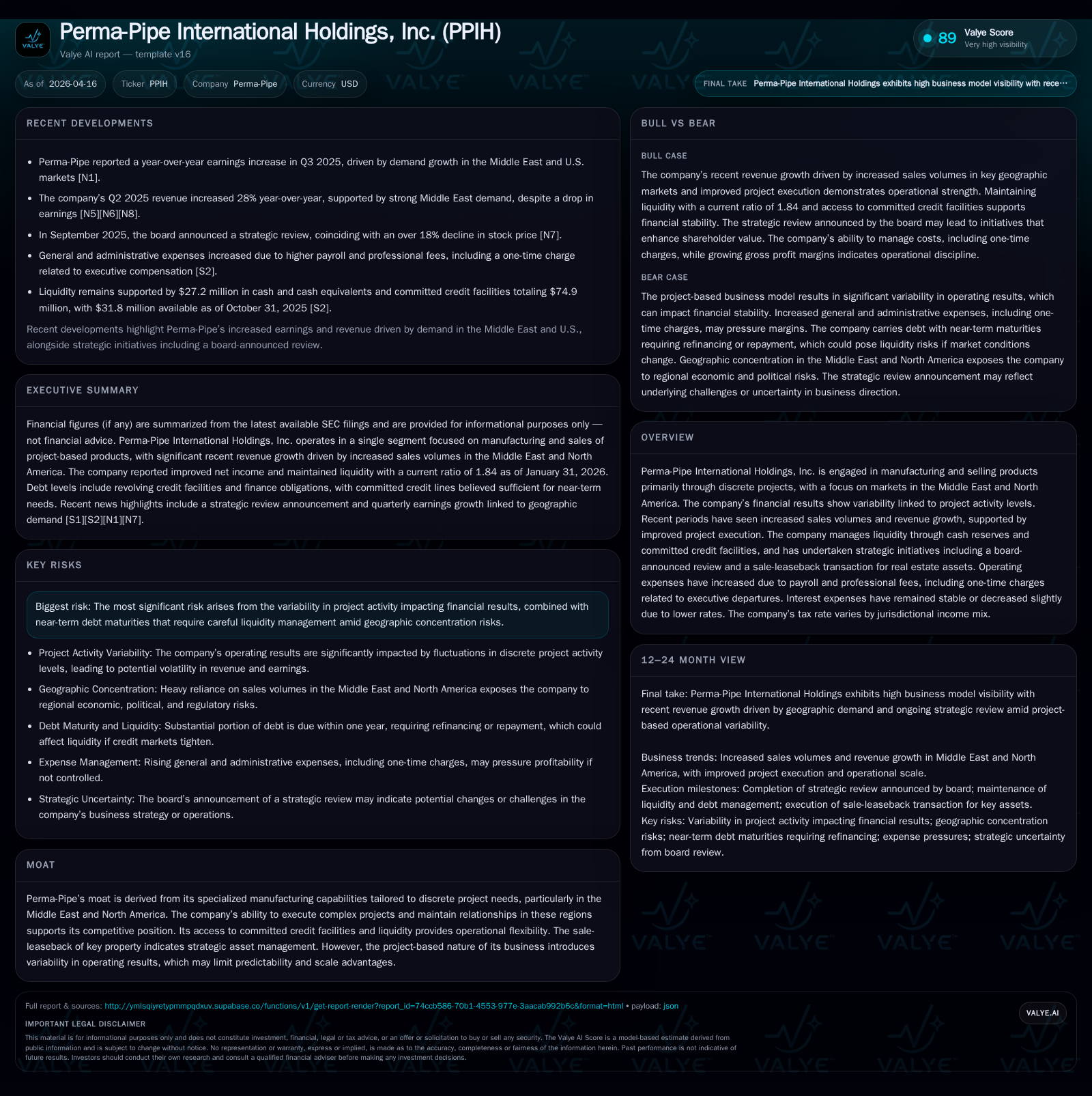 Perma-Pipe’s Project-Driven Revenue Growth and Liquidity Management Define 2025–26 Trajectory
