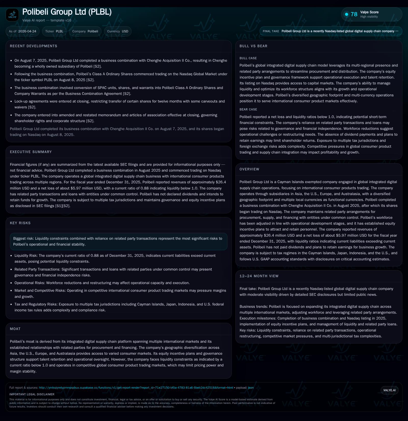 Polibeli Group’s Global Digital Supply Chain Platform: Growth Bottlenecks and Liquidity Risks