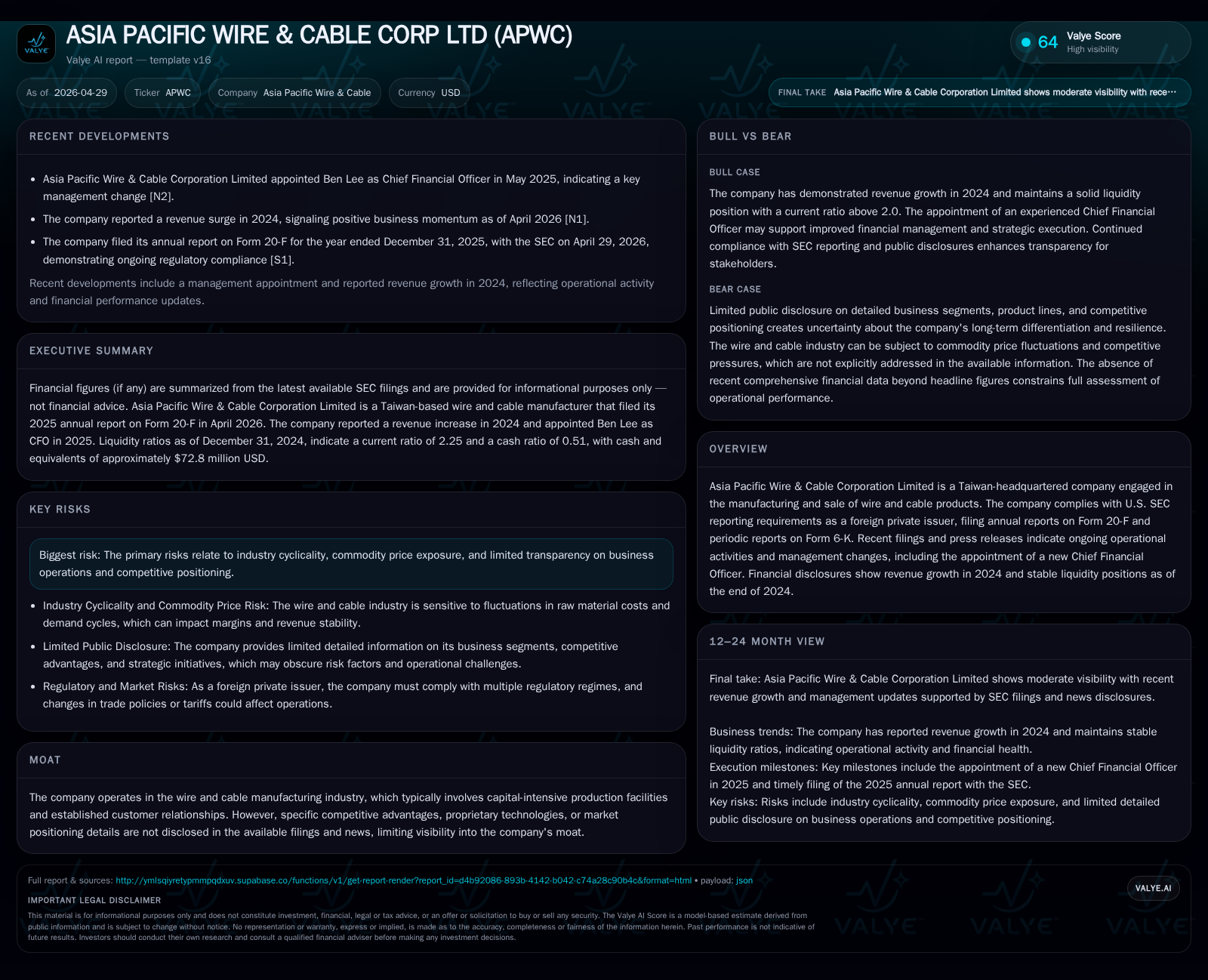 Asia Pacific Wire & Cable Posts Revenue Growth Despite Margin Pressure