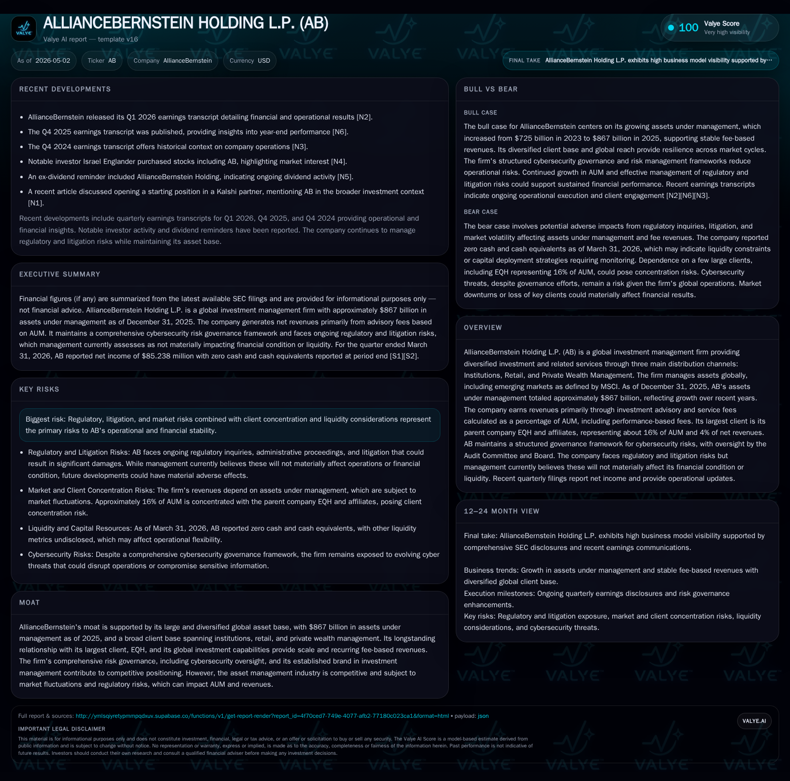AllianceBernstein Enhances Investment Management Capabilities Driving Fee Stability