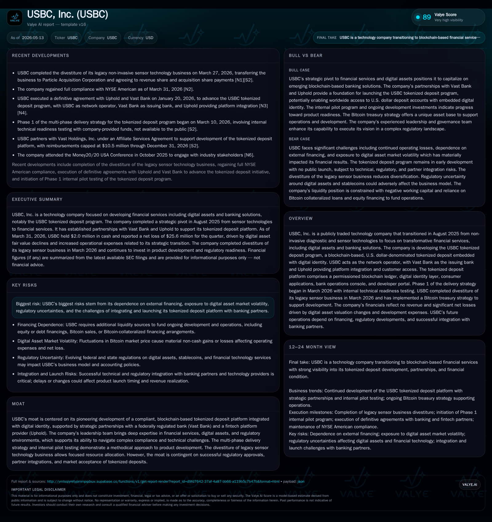 USBC Advances Tokenized Deposits and Digital Asset Strategy Amid Rising Development Costs and Funding Needs